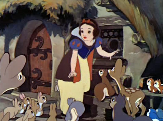 Blancanieves entra en la casita de los siete enanitos