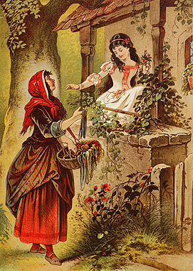 Ilustración de Blancanieves y la reina 