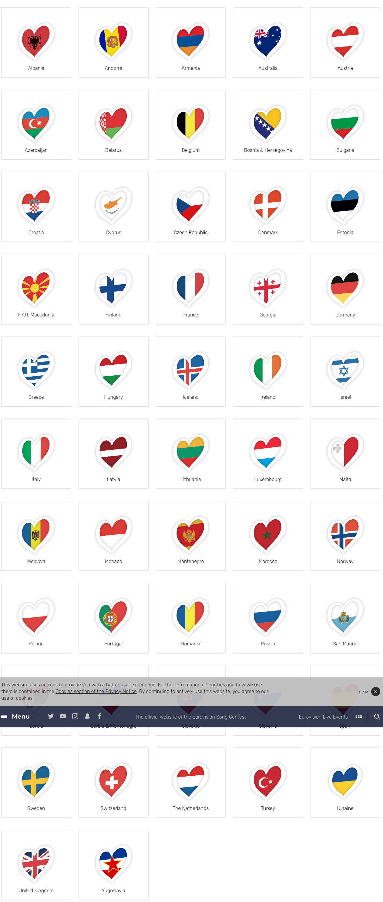 paises participantes en Aeurovision 2019